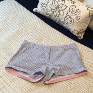 Blue & White Striped Seersucker Shorts